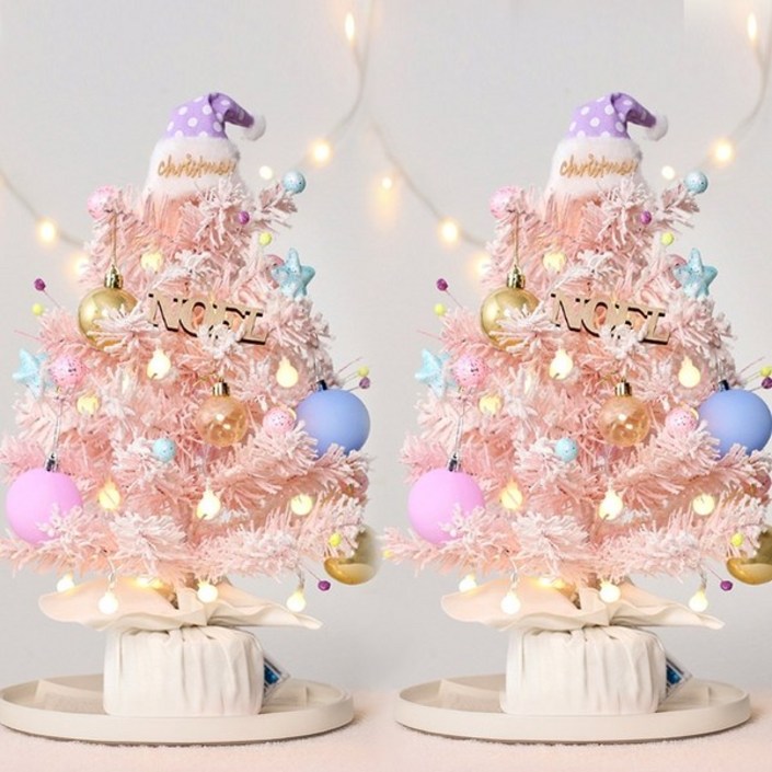 5시건 당일출고 1  1 북유럽 감성 디자인 프리미엄 LED 미니트리 오르골 풀세트 간편조립, 2.핑크핑크