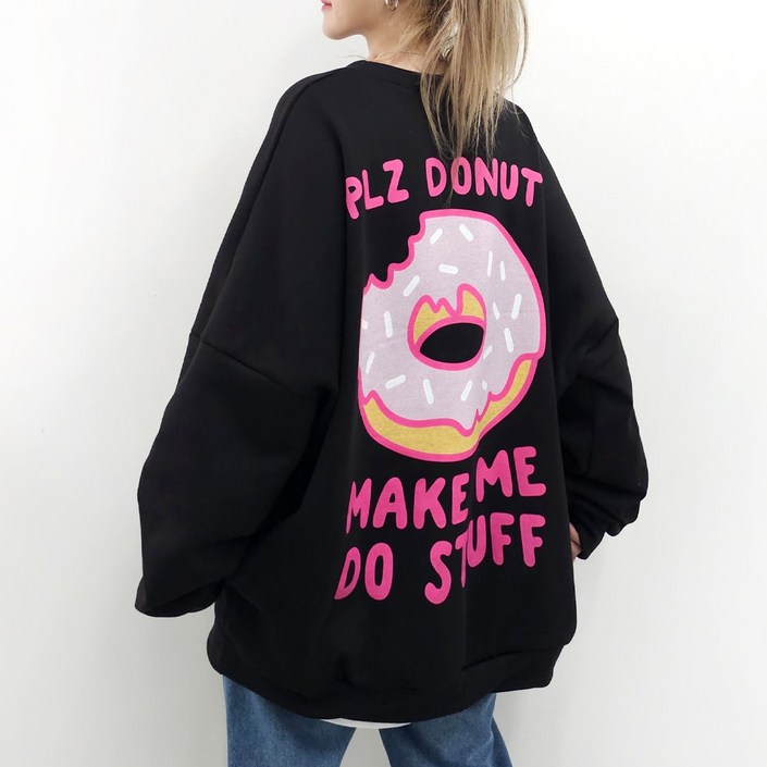 4XL, 3COLOR 슈가도넛 빅 맨투맨 기모ver. 5599까지 빅사이즈 오버사이즈 남여공용 기모 겨울 홈웨어 박스맨투맨