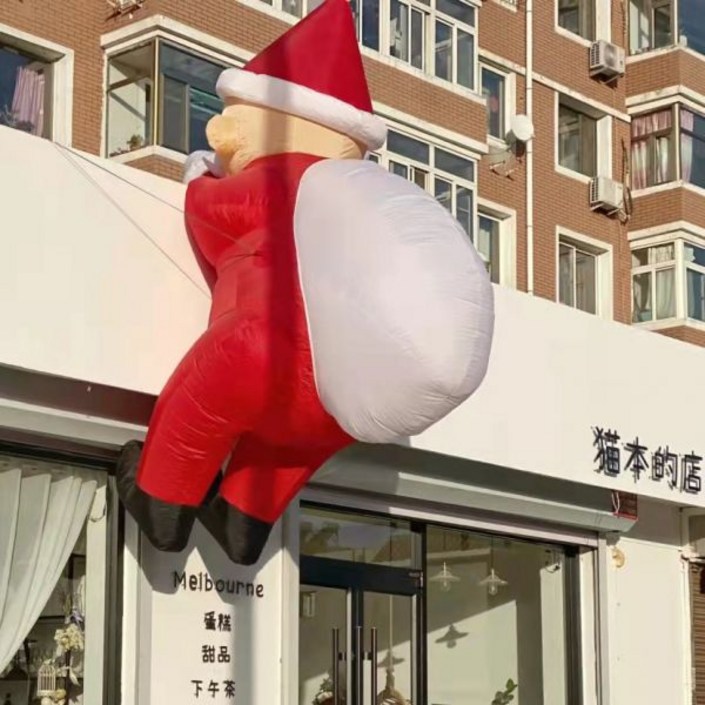 매달린 산타 할아버지 산타클로스 대형 풍선 크리스마스 풍선인형 에어 트리 행사 가게 간판, 2m 산타클로스 화이트 가방
