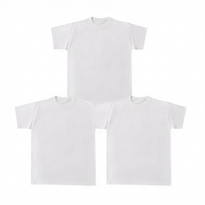 1+1+1 베이직 면 30수 라운드 무지  남자 반팔티 화이트 베이잉