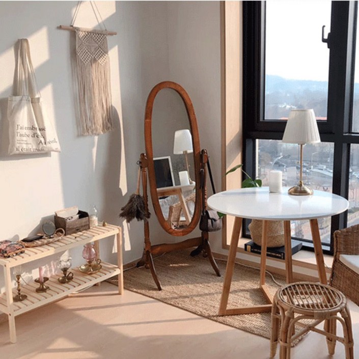 베스트리빙 에센스 원목 스탠드형 전신 거울 미러 감성 포인트 인테리어6colors