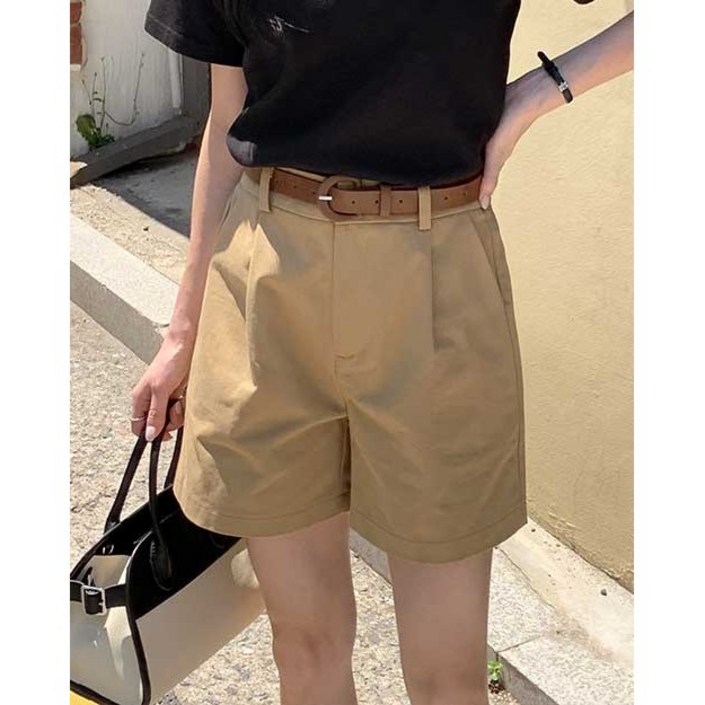 어반레이디 홀시 하프 여성반바지 면반바지 벨트포함 키작녀팬츠 코튼숏팬츠