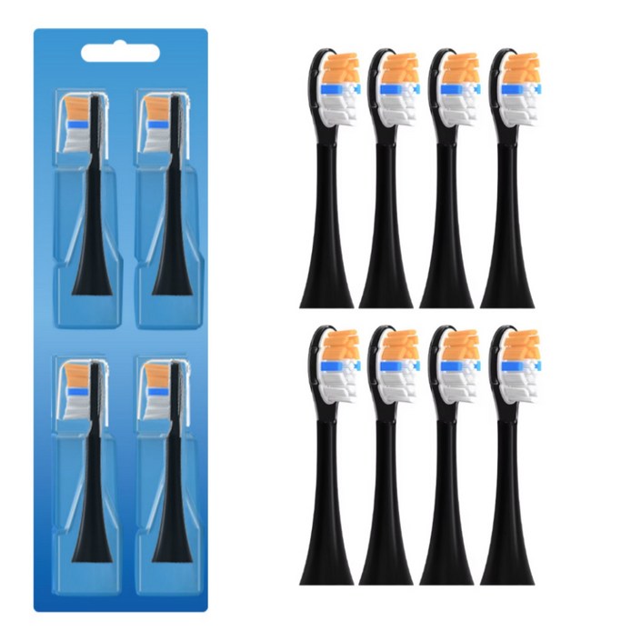 호환 큐클래스 전동칫솔 호환 리필모 HX3HX6HX9 전동칫솔용 프리미엄 올인원 A3 호환모, 2세트, 블랙, HX9092