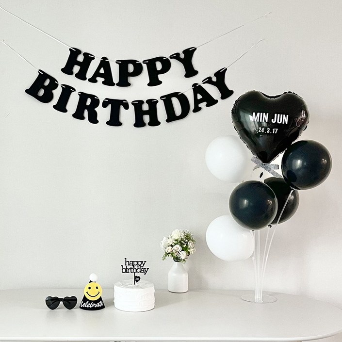 연지마켓 생일가랜드 생일 파티 용품 세트 하트 풍선 자유레터링