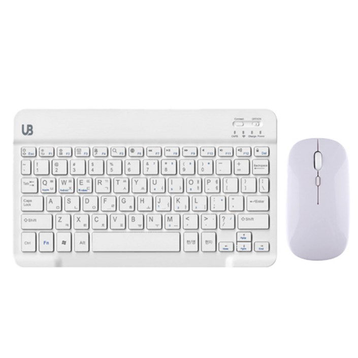 UB BK1 블루투스 무선 키보드마우스 세트, 텐키리스, 화이트 미디움, BK 1