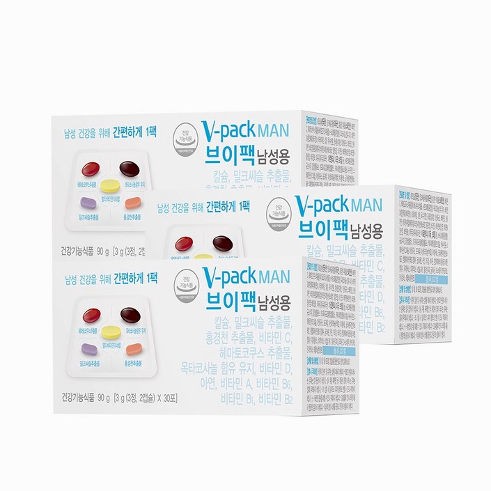 브이팩 남성용 멀티비타민 90g, 90g, 3개 브이팩 남성용 멀티비타민 90g, 90g, 3개