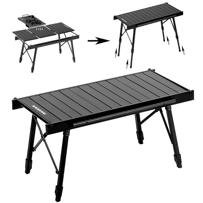 Naturehike Blackdog IGT 접이식 캠핑 테이블, 조절 가능한 다리, 휴대용 테이블 유닛 콤비네이션 피크닉, RV 여행, 뒷마당 파티, 여행 파티오 바베큐용 가방
