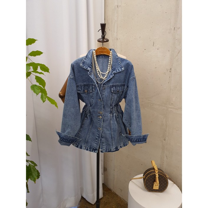 봄신상 무배 이즈 허리 밴딩 슬림핏 청자켓