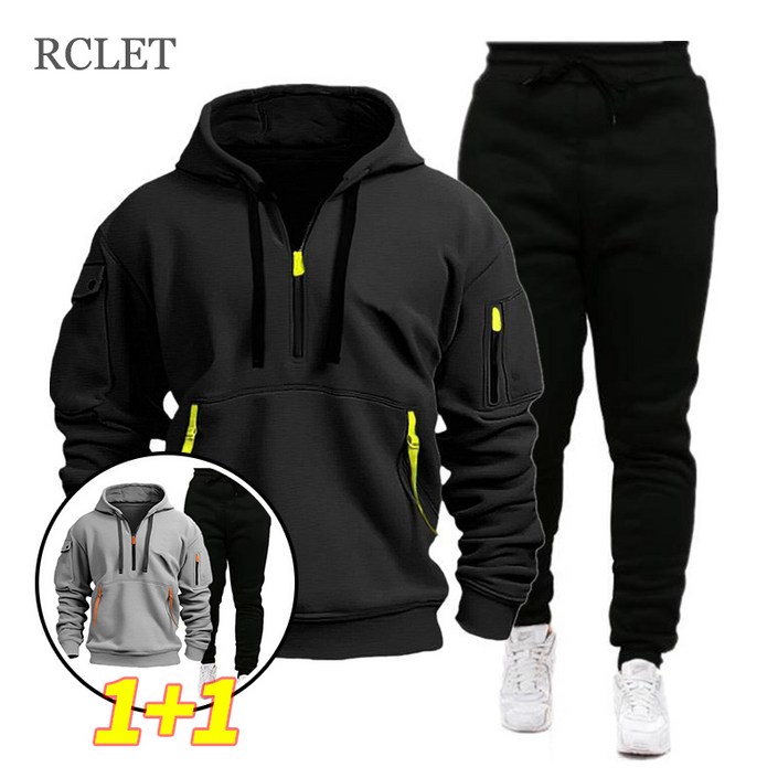 RCLET 남성 11 맨투맨 세트 오버핏 후드티밴딩 조거 팬츠 투피스 트레이닝복세트 캐주얼세트 봄가을