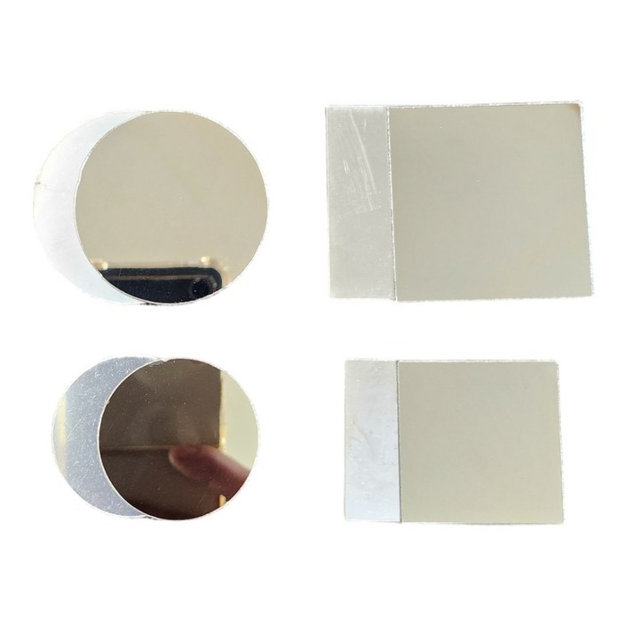 LORIA 나만의 미니 손거울 다용도 미니 스티커 거울 세트, 네모4동그라미4, 8개