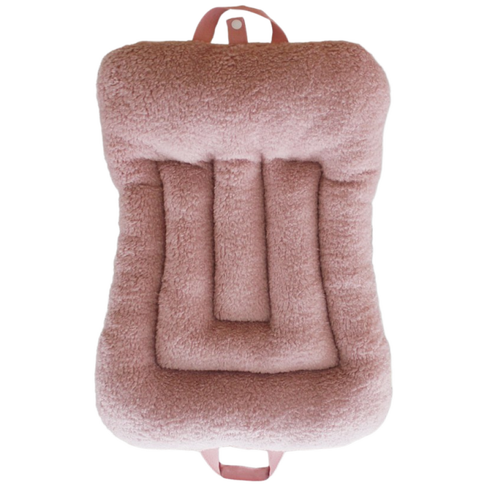 몽뚜뚜 보아털 양털 강아지 겨울 방한 유모차 쿠션 방석 라이너 극세사 양면, 핑크양털, 1개