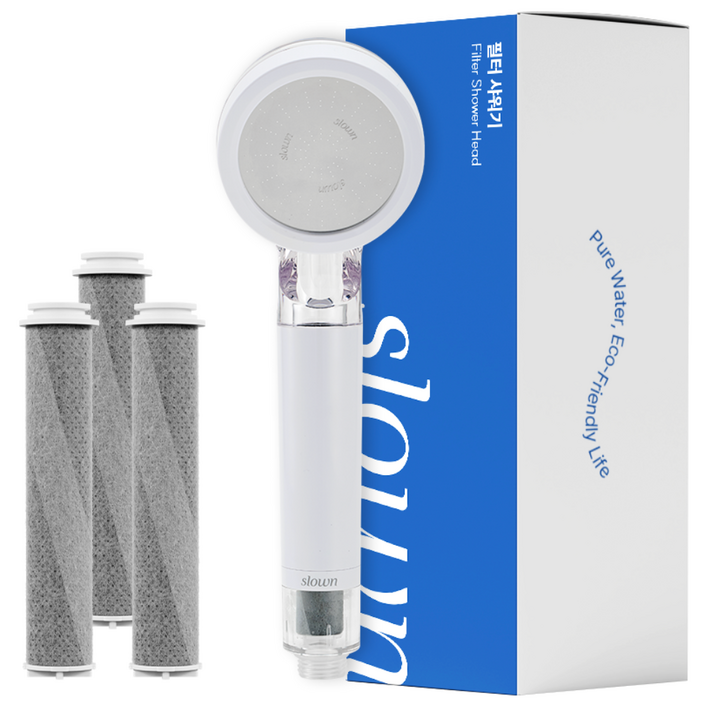 슬로운 Slown 에코젠 4중 필터 샤워기 헤드 + 3개입 (1년 세트), 1세트