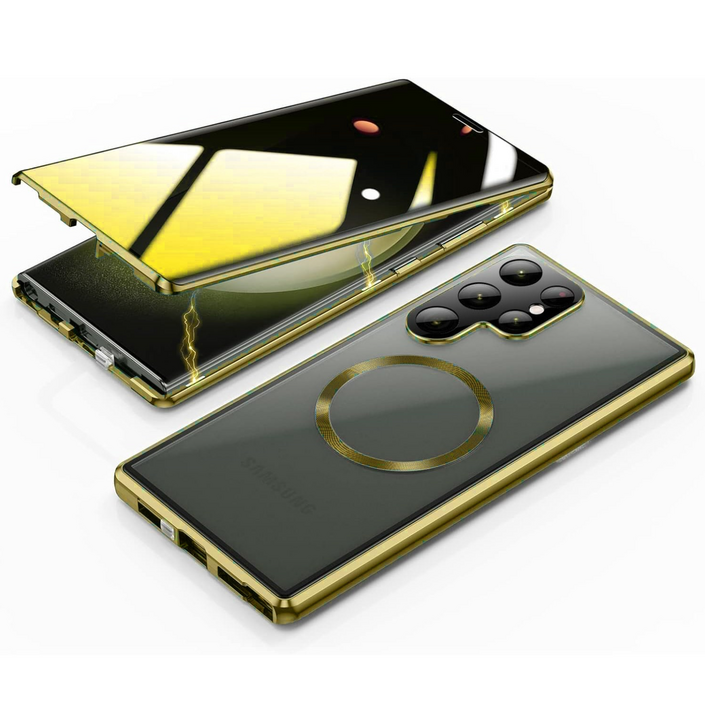 갤럭시 s25울트라 사생활보호 맥세이프 엿보기방지 양면강화유리 풀커버 마그네틱 자동흡착 케이스