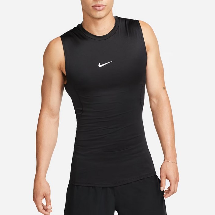 나이키 드라이핏 프로 타이트 민소매 나시 탑 언더레이어 이너티셔츠 헬스 런닝 언더셔츠 블랙