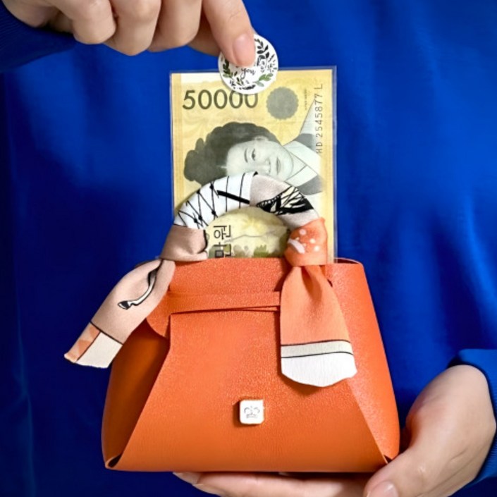 클라르떼 부모님 용돈 이벤트 고급 선물 박스 가방, 오렌지, 1개