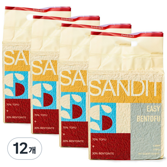 샌딧 이지 벤토푸 고양이 두부모래 벤토나이트 혼합 1.5mm 나노입자, 무향, 12개, 7L