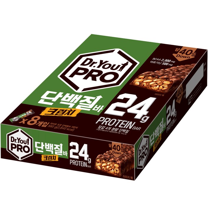 오리온 닥터유 프로 단백질바 크런치 8p, 560g, 1개