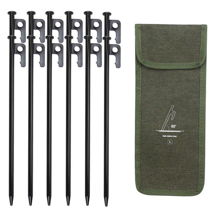 하이퍼플래닛 캠핑 단조팩 30cm x 12p + 콤팩트 하드 파우치 세트