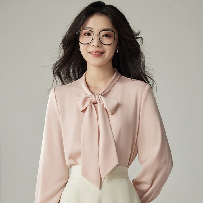 루나걸 여성용 마크론스 리본 타이 블라우스 L26SPBL122206