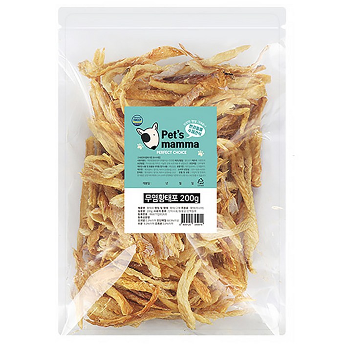 펫츠맘마 국내산 강아지 수제간식, 무염황태포, 200g, 1개 펫츠맘마 국내산 강아지 수제간식, 무염황태포, 200g, 1개