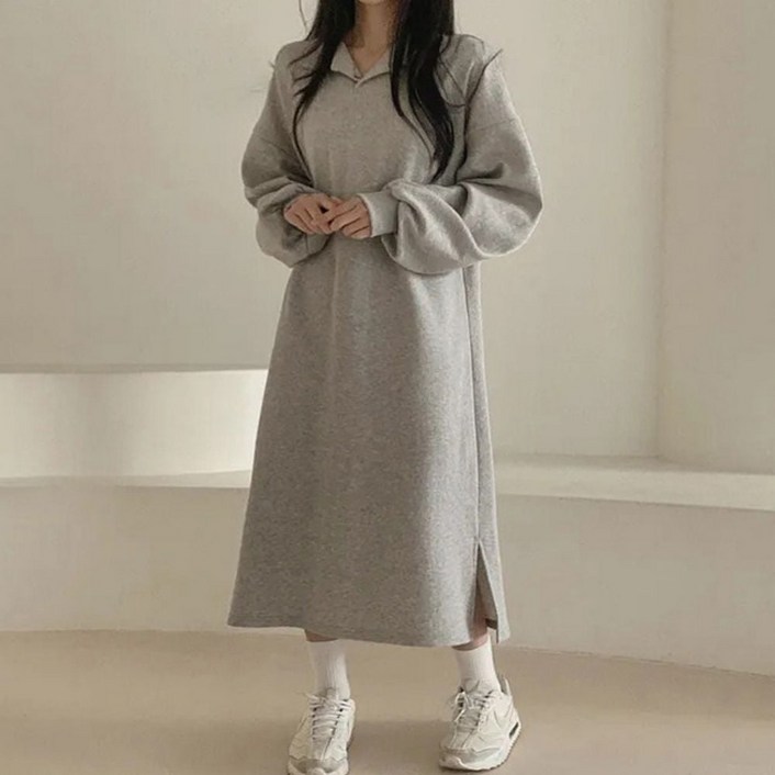 여성 기모원피스 추리닝 롱원피스 겨울 데일리 등원룩 fnv811qw
