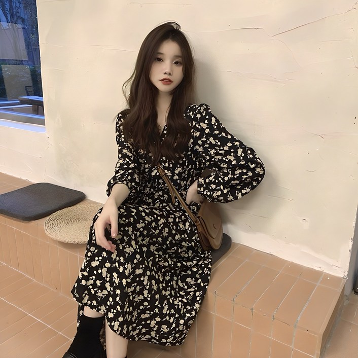 ANYOU 여성가을원피스 긴소매 롱원피스 ANYOU 여성가을원피스 긴소매 롱원피스