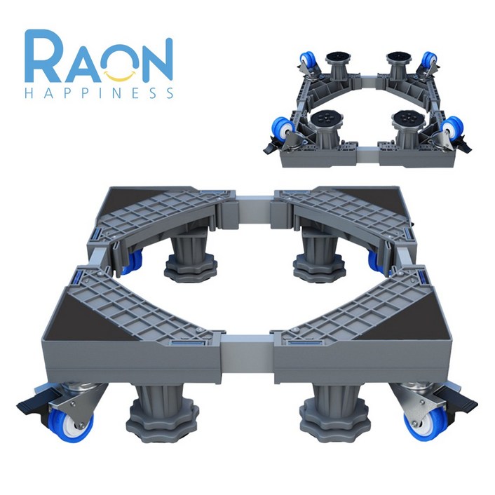 Raon 세탁기 받침대, 1, 싱글 기본 프레임 그레이 + 바퀴 RJS-R01
