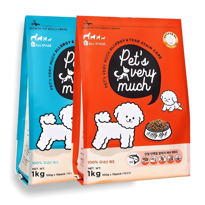 페츠베리머치 강아지사료 눈물사료 눈물자국 알러지 사료, 오리, 1kg, 1개