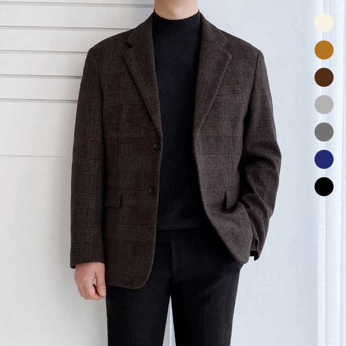 레브클래식 남자 겨울 콤비 자켓 블레이저 세미 캐주얼 정장 울터치 마이 체크 빅사이즈