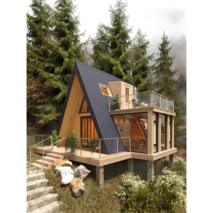 컨테이너 하우스보다 예쁜 A프레임 조립식 목조주택