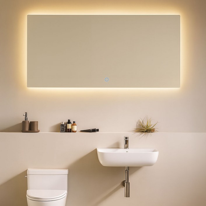 LED조명거울 벽걸이 화장대 욕실 현관 화장실조명거울 간접조명 가로와이드사각 1200 1400 1600