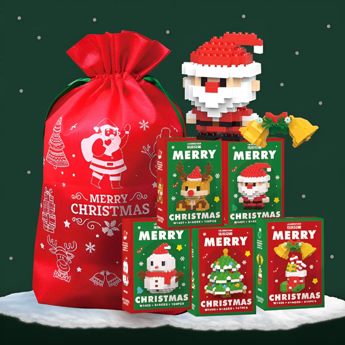 산타 자루 크리스마스 나노블럭 선물 세트 미니 블록 오브제 클스앤, 1세트, 레드산타