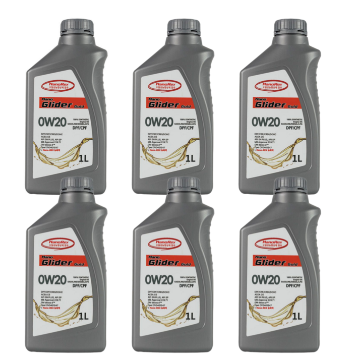 [나노렉스] 나노글라이더 프리미엄 하이브리드 엔진오일 0W20 1L (Nanorex함유), 0w20, 6개, 1L