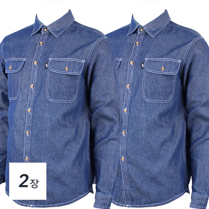 더빅보스 2장세트 WD 기본 청남방 데님 셔츠