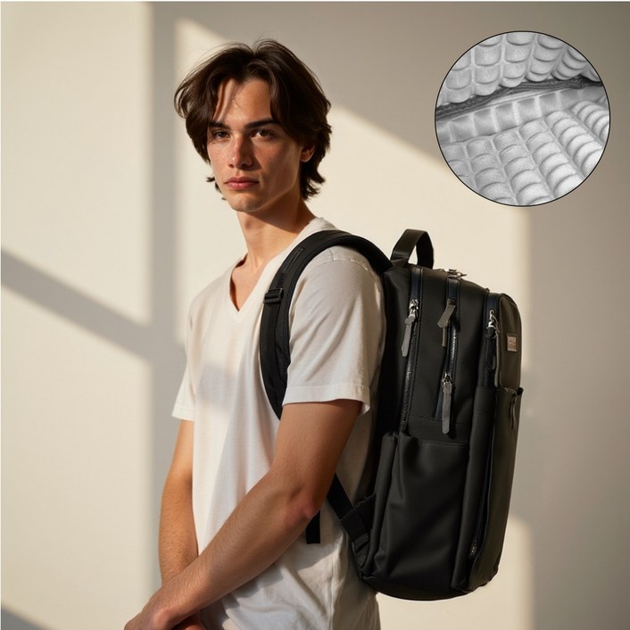 시티슬릭 3D 전방향 쉴드 노트북 백팩 충격보호 노트북 가방, 블랙