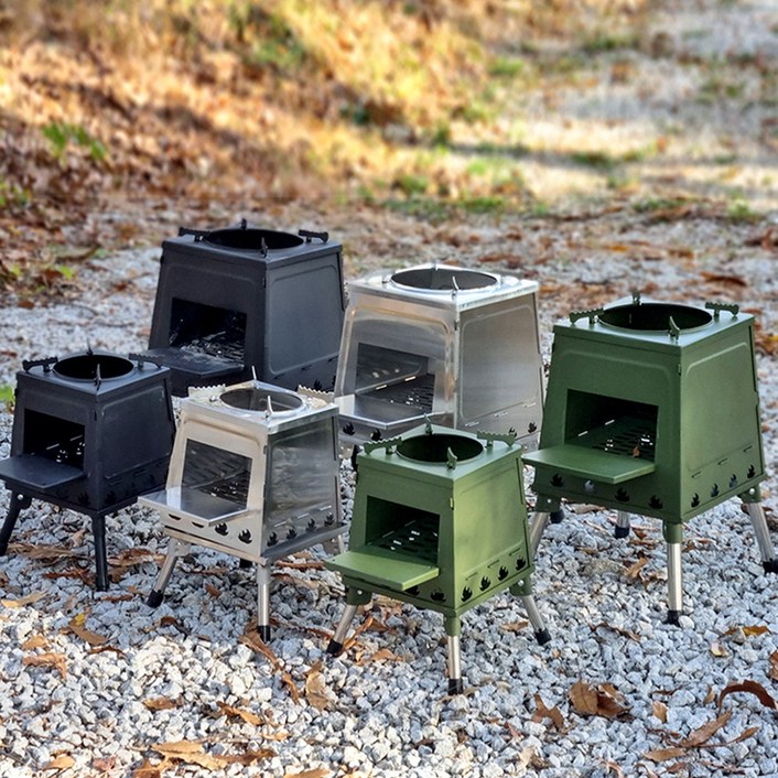 캠프빌리지 캠핑 불멍 접이식 더치 스토브 화로대, 실버 M, 1개