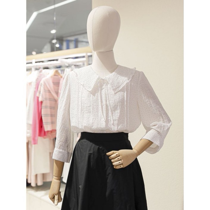 SOUP 숲 프릴넥 잔도트 7부 블라우스 (SB8LS33)