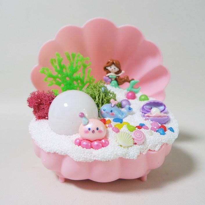 언더 더 씨 인어공주 조개 무드등 만들기  클레이 만들기  방학 집콕 놀이  엄마표 미술  미술놀이, 핑크, 1개