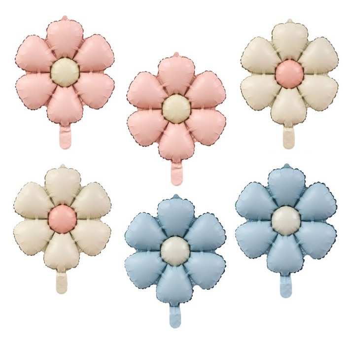 올리브파티 데이지 풍선 더스크컬러 호일풍선 소형 세트, 6매, 더스크혼합