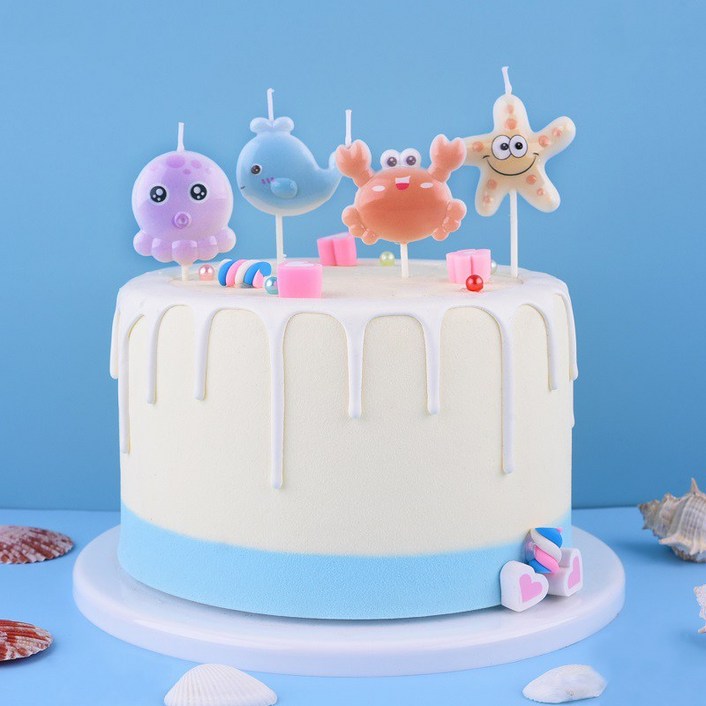 [코쿤] 3D초 오션 4종 세트- 바다생물 여름생일 이벤트 귀여운 케이크 초