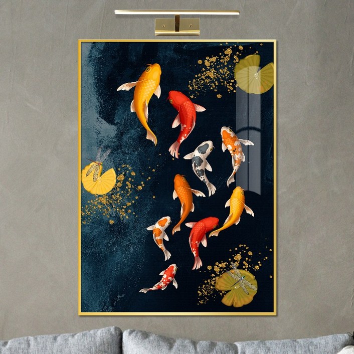 구어도 그림 금전운 재물운 황금 잉어 물고기 풍수 인테리어 액자