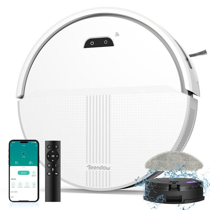 2026년형 틴도우 물걸레 로봇청소기+물걸레 패드*2+필터*2+사이드 브러시*4+1년보증 T12S, 화이트