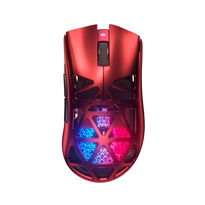 FURYCUBE G11 초경량 무선 게이밍 마우스 PAW3311 센서 메테오 볼캐노 다이내믹 RGB 3모드 연결 6단계 DPI 인체공학적 디자인 대용량 장시간 사용, 메탈 레드, G11마우스