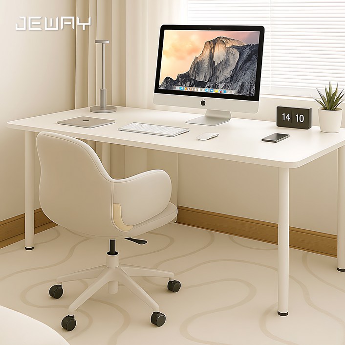 Jeway 책상 테이블 다용도책상 컴퓨터책상 사무용책상 튼튼한 업그레이드형, 우유니화이트 Jeway 책상 테이블 다용도책상 컴퓨터책상 사무용책상 튼튼한 업그레이드형, 우유니화이트