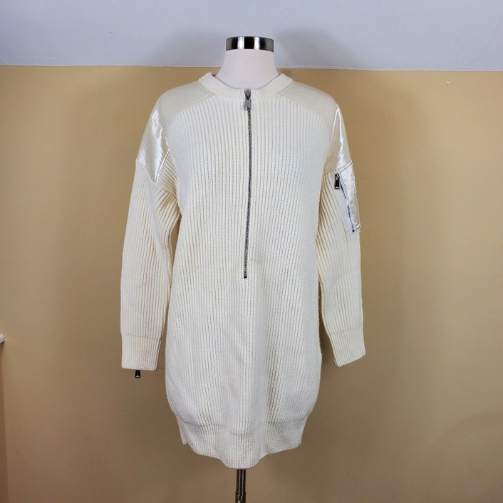 마쥬 Maje X Schott Mustang 새틴 인셋 니트 드레스 사이즈 S 5522216