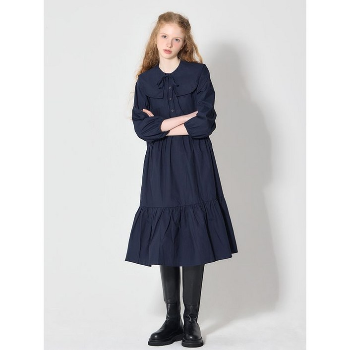 오조크 버튼업 빅카라 A라인 롱 원피스 택가격 124000원