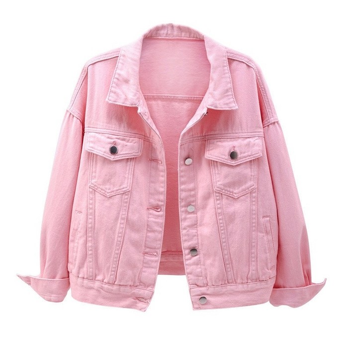 핑크 코트 여성 겨울 숏 오버핏 데님 재킷 봄 가을 짧은 진 재킷 캐주얼 탑 퍼플 옐로우 화이트 루즈 탑 레이디 아우터 kw02 6758745710