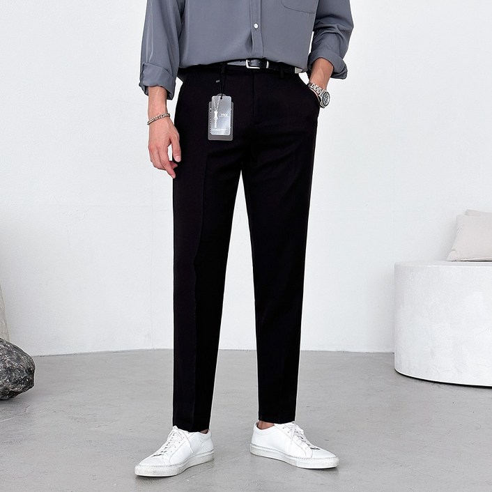 베이직바이블 남자 스판 슬랙스 빅사이즈 밴딩 바지 링클프리 출근룩 데일리용5color