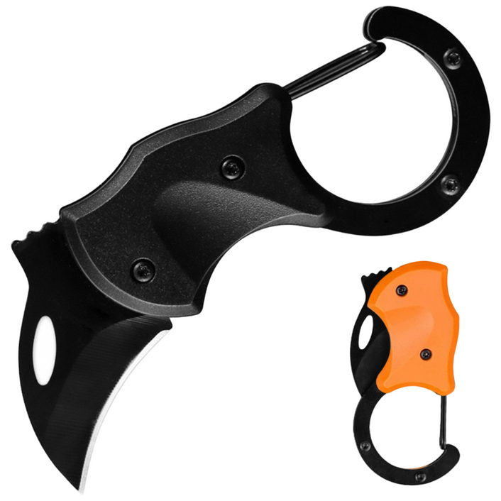 Ryusei 접이식 캠핑칼 스틸 카람빗 스테인레스  호신용 휴대용칼 edc 폴딩나이프 야외캠핑낚시 카람빗 포켓 나이프 주황색블랙 R019