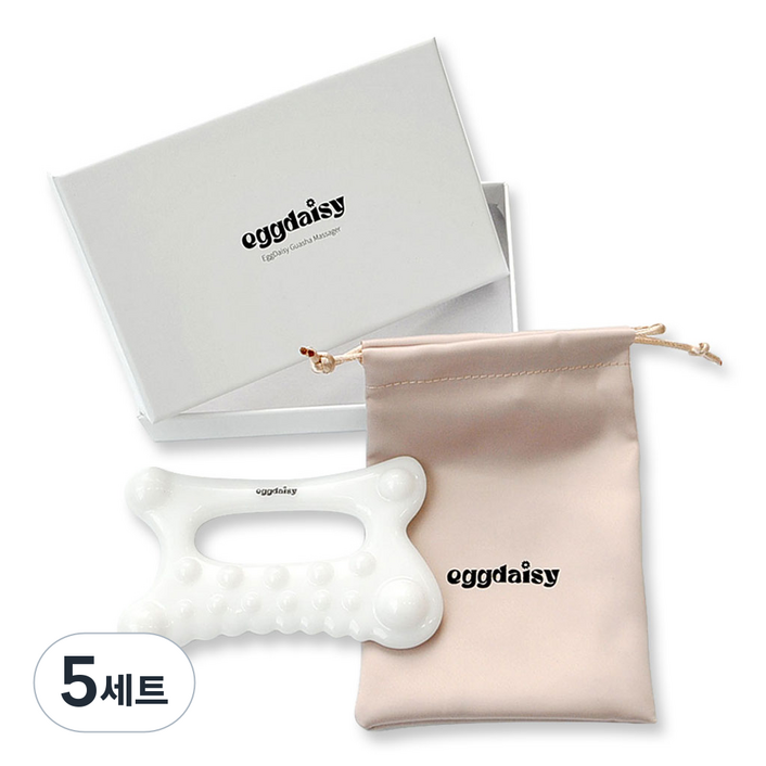 에그데이지 괄사 세트 두피 얼굴 종아리 바디 마사지기, 화이트, 5세트